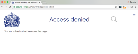 A királyi család weboldalán albert herceg nem fér hozzá a hozzáféréshez