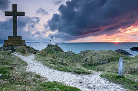 Anglesey kilátás a kereszt és a világítótorony