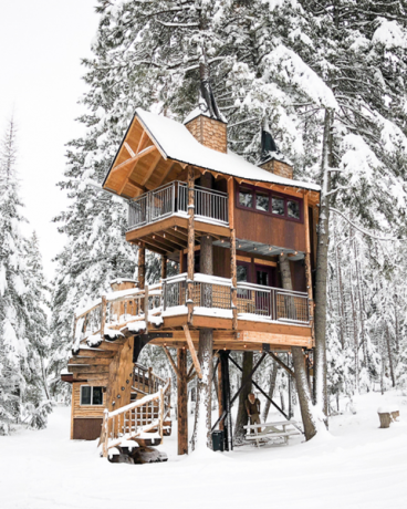 montana treehouse visszavonulás a hóban