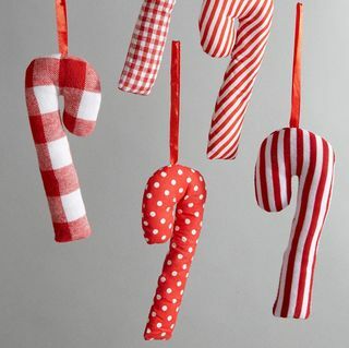 Fabric Candy Cane függő karácsonyfadíszek