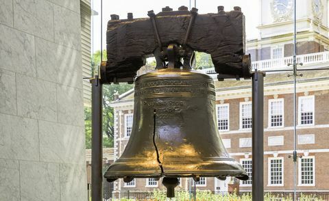 Liberty Bell háttérben függetlenség csarnokában