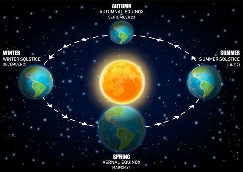 Föld évszakokat ábrázoló vektor diagram. napéjegyenlők és napfordulók