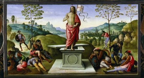 perugino Krisztus feltámadása 1495 húsvéti festmény