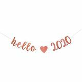 Rózsa arany csillogó Hello 2020 zászló