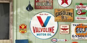 régiségek, vintage benzinkút táblák, üzemanyag, országúti kirándulás