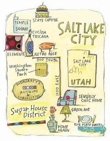 Illusztrált térkép Salt Lake City-ből