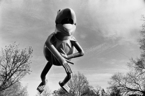 Kermit a béka léggömb 1990-ben a macy's hálaadás napi felvonulásán