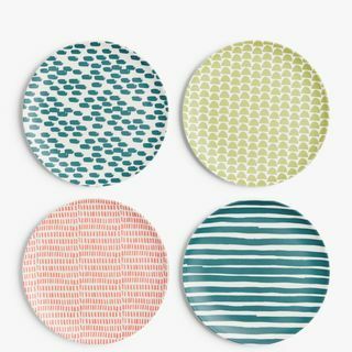 John Lewis & Partners bambusz mintás oldalsó tányérok, 4, 20 cm-es készlet, válogatott